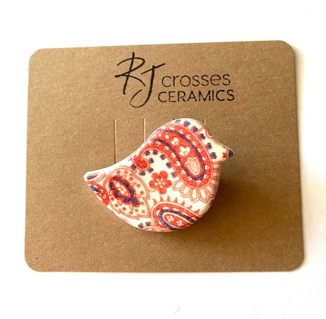 RJ Crosses Ceramic Brooch - Birds, sold at Have You Met Charlie?, a unique gift store in Adelaide, South Australia.