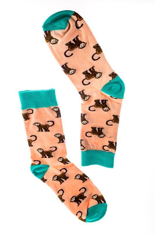 peach and teal monkey animal my 2 socks from have you met charlie a gift shop with Australian unique handmade gifts in Adelaide South Australia