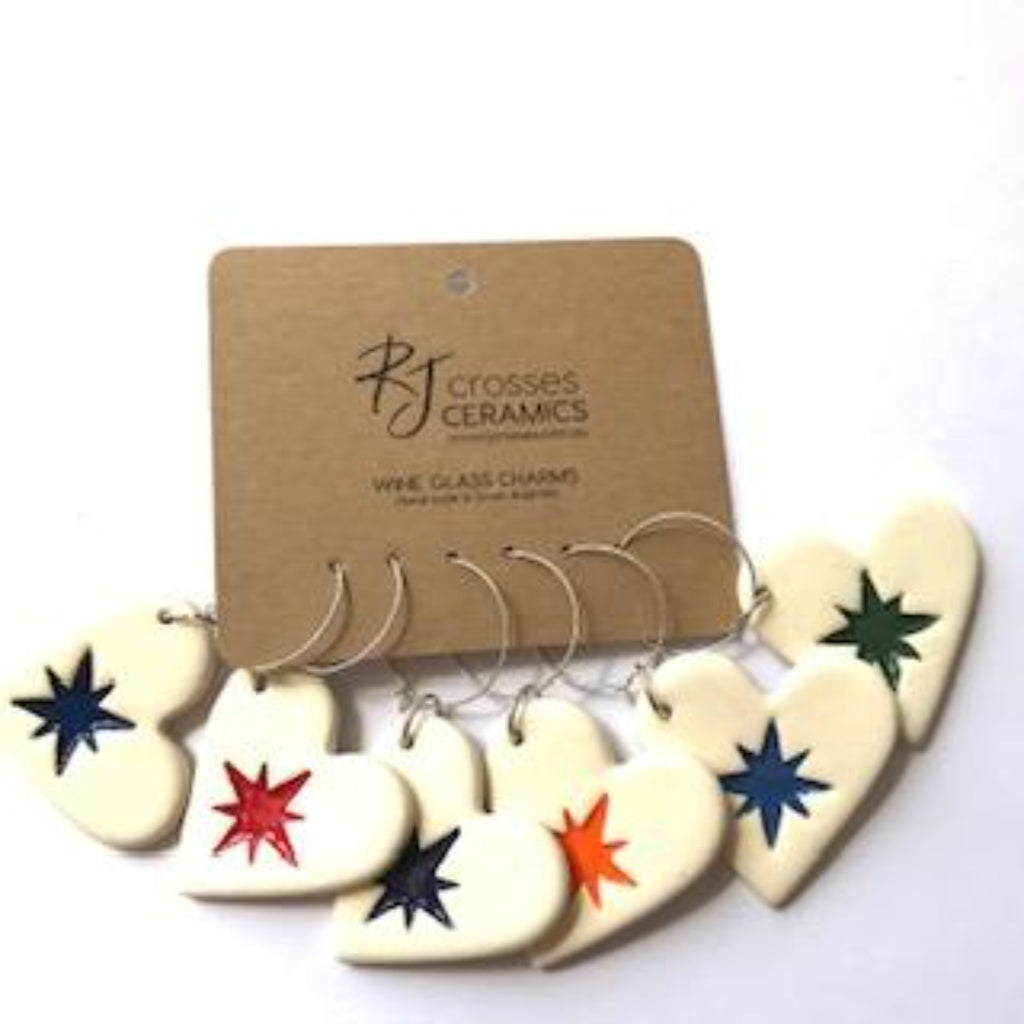 RJ Crosses - Ceramic Wine Glass Charms - Various from have you met charlie a gift shop with Australian unique handmade gifts in Adelaide South Australia