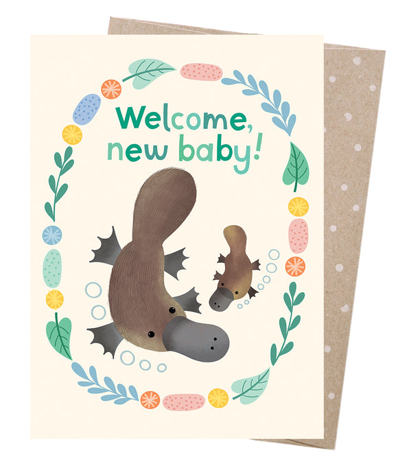 Earth Greetings Card - Welcome Baby Platypus