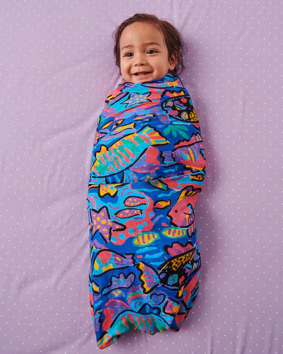 Kip & Co x Ken Done Baby Swaddle - Tropical Fish