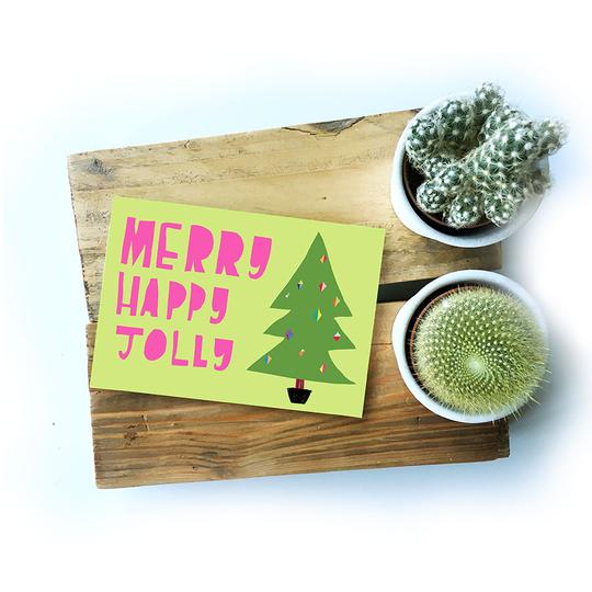 Nicola Rowlands Card - Merry Happy Jolly
