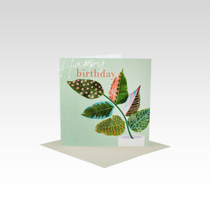 Rhi Creative Greeting Card Mini - Happy Birthday Painted Leaves, sold at Have You Met Charlie?, a unique gift store in Adelaide, South Australia.