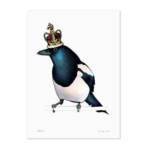 Birds In Hats Print - Magpie in a Crown A4 from have you met charlie a gift shop with Australian unique handmade gifts in Adelaide South Australia