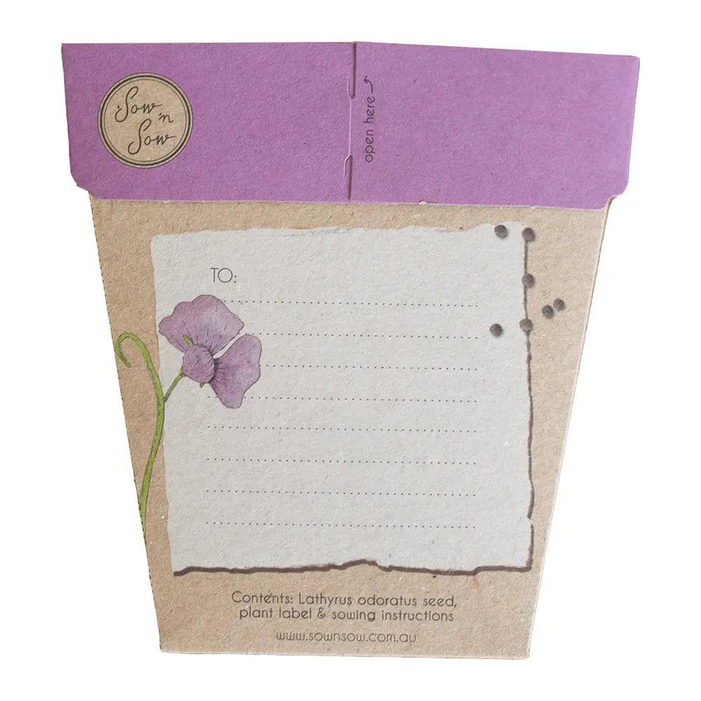 Sow 'n Sow - Sweet Pea Gift of Seeds. An eco-friendly gift that grows featuring stunning illustrative artwork by Daniella Germain to create the perfect, easy to post gift. Sold at Have You Met Charlie? the ultimate gift store in Adelaide, South Australia.