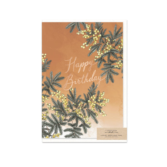 Typoflora Card - Wattles Birthday from have you met charlie a gift shop with Australian unique handmade gifts in Adelaide South Australia