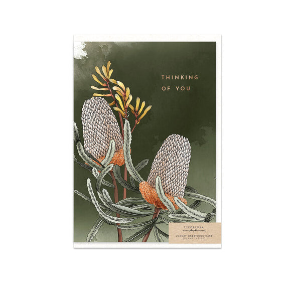 Typoflora Card - Banksia Thinking of Youfrom have you met charlie a gift shop with Australian unique handmade gifts in Adelaide South Australia