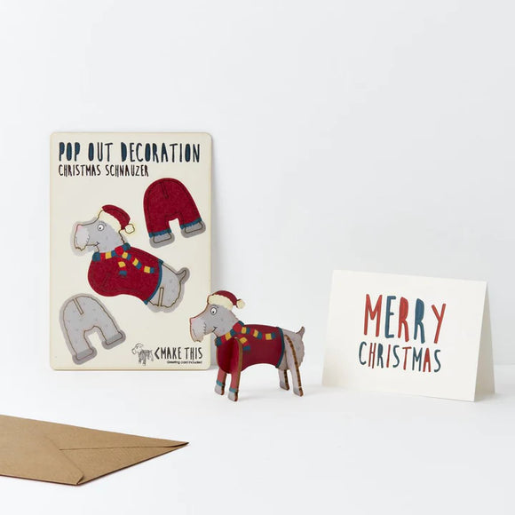 Pop Out Decoration Card - Schnauzer Christmas, sold at Have You Met Charlie?, a unique gift store in Adelaide, South Australia.