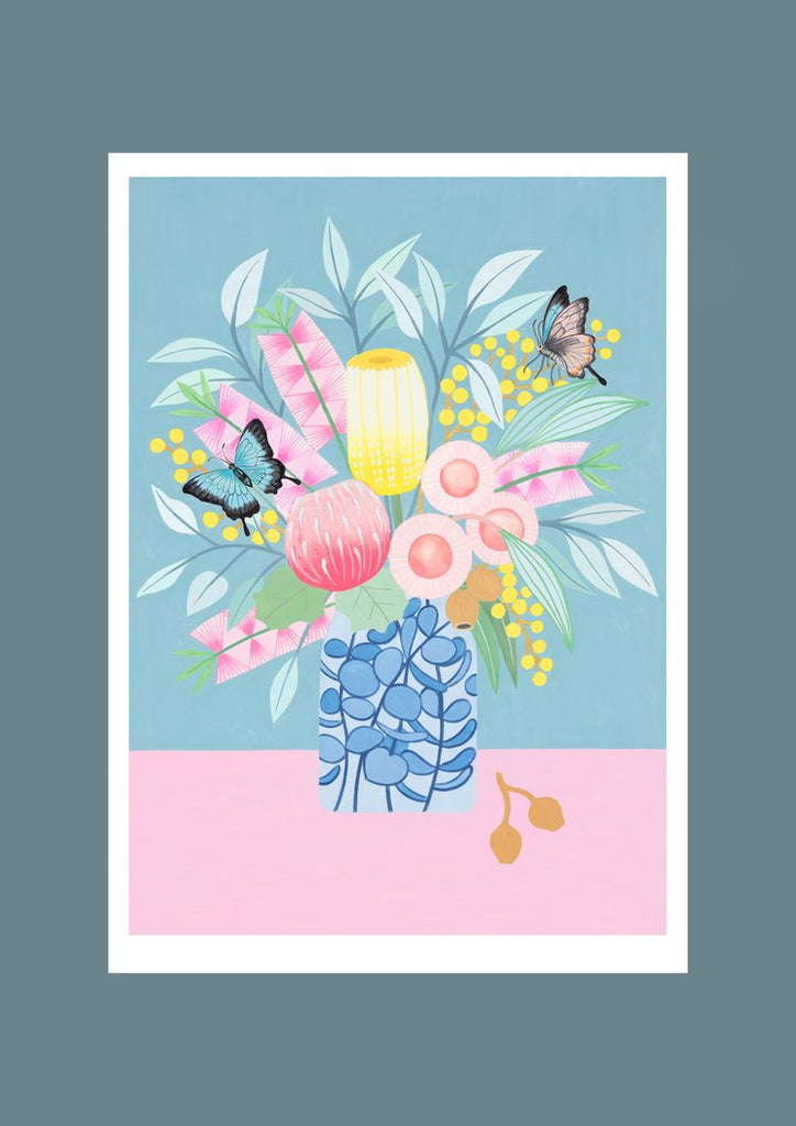 Claire Ishino A4 print - The Ulysses Butterfly. Limited edition, only 50 copies printed on Hahnemuhle Bamboo Paper. Sold at Have You Met Charlie? A gift shop in Adelaide, South Australia.