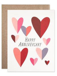 Hartland Brooklyn Greeting Card- Happy Anniversary Folded Hearts-from Have You Met Charlie? a gift shop with Australian unique handmade gifts in Adelaide, South Australia