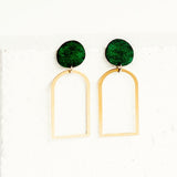 green brass wood arch earrings by linda marek from have you met charlie a gift shop with Australian unique handmade gifts in Adelaide South Australia