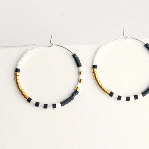 Linda Marek Designs - Black and White Hoops sold at Have You Met Charlie? a unique gift shop in Adelaide, South Australia