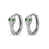 Sterling Silver Sleepers - CZ Snake with Green Eyes