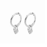 Sterling Silver Earrings - CZ Padlock Heart