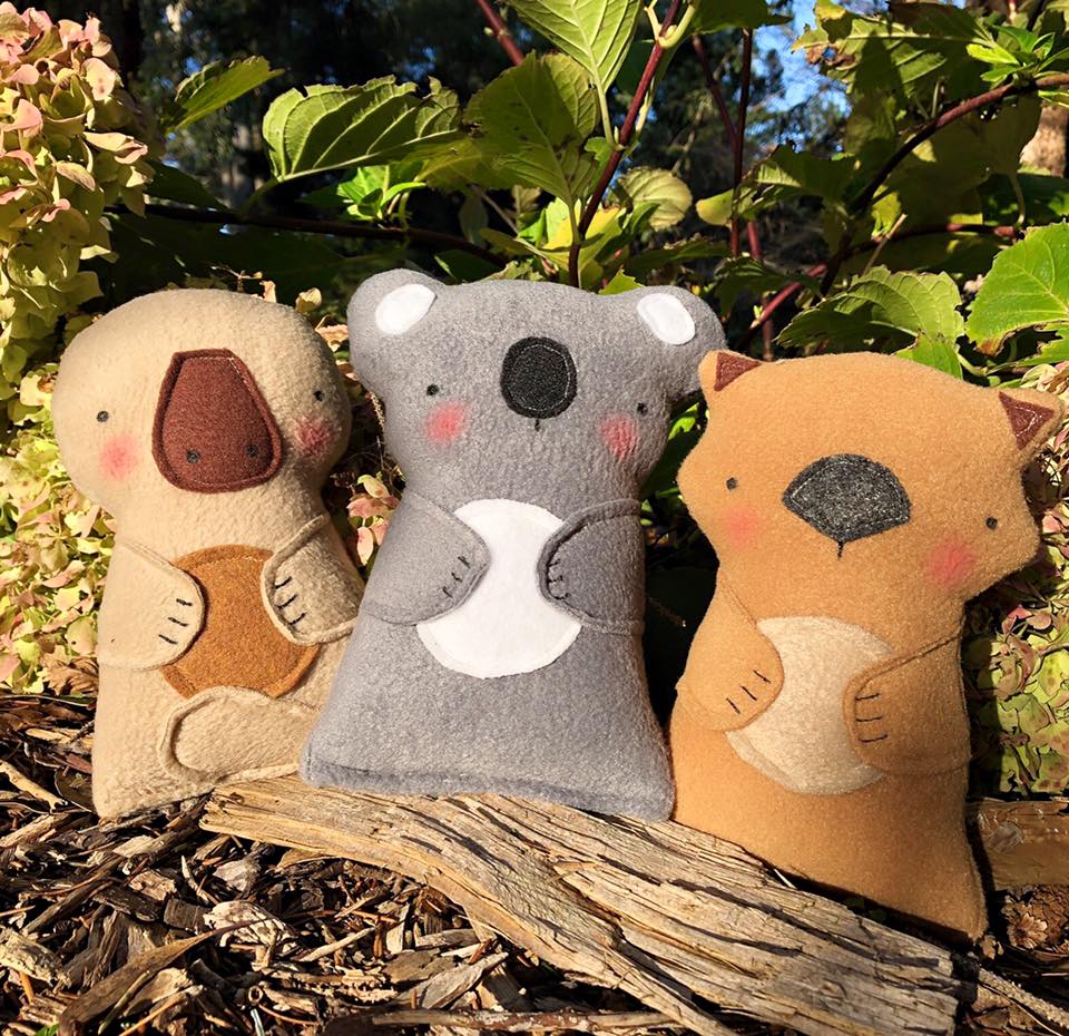 wombat platypus koala plush toys by fleeci from have you met charlie a gift shop with Australian unique handmade gifts in Adelaide South Australia