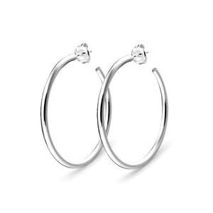 Simple medium sized hoop earrings in sterling silver gold and rose gold with open end from have you met charlie in adelaide australia