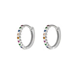 Sterling Silver Earrings - CZ Rainbow Huggie