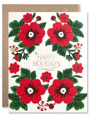 Hartland Brooklyn Card - Happy Holidays Poinsettia