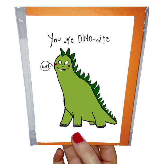 Orange Forest Greeting Card - You are Dino-mite, sold at Have You Met Charlie?, a unique gift store in Adelaide, South Australia.