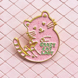 cute crazy cat lady pink glitter enamel pin by miss minzy hand from have you met charlie a gift shop with unique handmade gifts in adelaide south australia