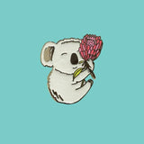 cute koala protea enamel pin by miss minzy hand from have you met charlie a gift shop with unique handmade gifts in adelaide south australia