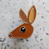 brown kangaroo enamel pin by patch press from have you met charlie a gift shop with Australian unique handmade gifts in Adelaide South Australia