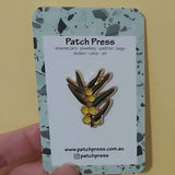 Patch Press enamel pin - wattle. Sold at Have You Met Charlie?, a unique handmade gift shop in Adelaide, South Australia.
