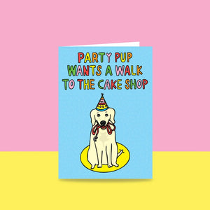 Able And Game Greeting Card - Party Pup. Sold at Have You Met Charlie?, a unique handmade giftshop located in Adelaide and Brighton, South Australia,