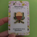 Peach V2 Banksia Patch Press Pin at Have You Met Charlie? a unique gift store in Adelaide, SA 