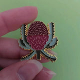 Banksia V2 (red) patch press pin at Have You Met Charlie? a unqiue gift store in Adelaide, SA. 