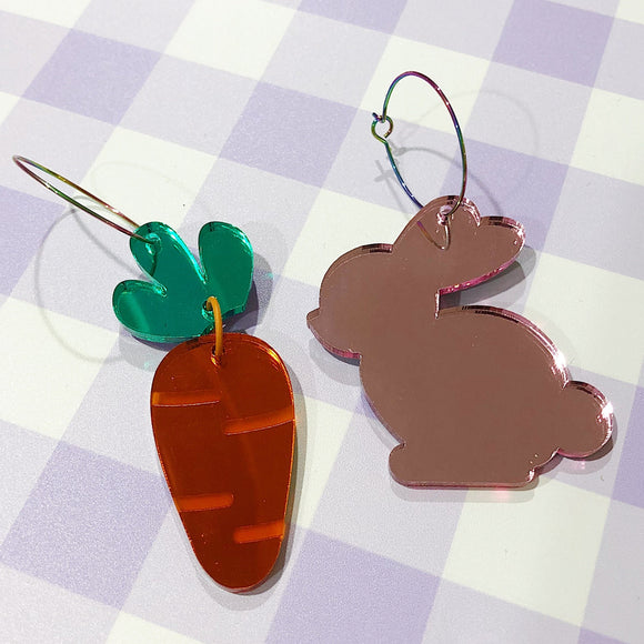 Mintcloud Earrings - Easter Bunny and Carrot Dangles