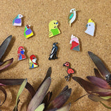 various bird enamel pins by patch press from have you met charlie a gift shop with Australian unique handmade gifts in Adelaide South Australia