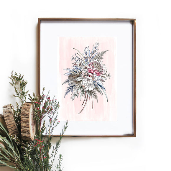 pink natives art print by typoflora hand drawn illustrated available from have you met charlie a unique gift shop in adelaide south australia