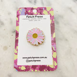 Patch Press enamel pin - australian daisy. Sold at Have You Met Charlie?, a unique handmade gift shop in Adelaide, South Australia.
