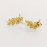 gold simple stainless steel leaf earrings from have you met charlie a unique gift shop in adelaide south australia