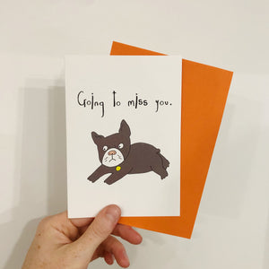 Orange Forest Greeting Card - Going to Miss You / Dog, sold at Have You Met Charlie?, a unique gift store in Adelaide, South Australia.