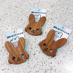 Mintcloud Easter Brooch - Large Wooden Bunny  from Have You Met Charlie? a unique gift shop in Adelaide South Australia