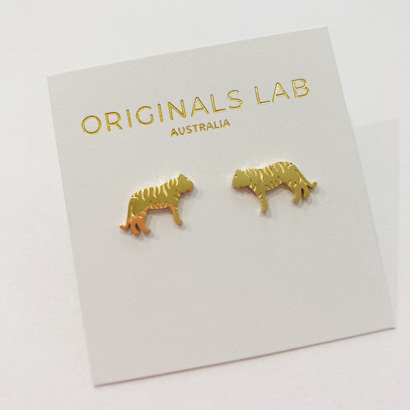 Originals Lab Earrings Gold Tiger stud from have you met charlie a gift shop with Australian unique handmade gifts in Adelaide South Australia