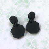 black fancy shape dangle acrylic earrings by mintcloud collaboration from unique handmade gift store have you met charlie in adelaide south australia