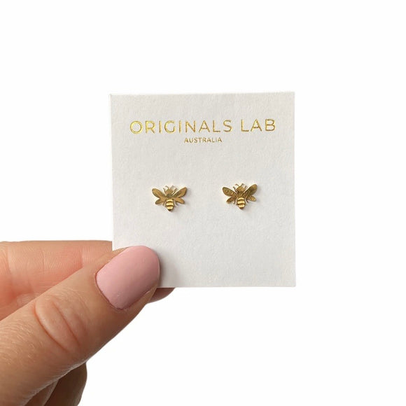 Originals Lab Earrings Gold Bee stud from have you met charlie a gift shop with Australian unique handmade gifts in Adelaide South Australia