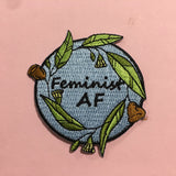 blue feminist AF iron on patch by patch press from have you met charlie a gift shop with Australian unique handmade gifts in Adelaide South Australia