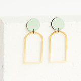 aqua brass wood arch earrings by linda marek from have you met charlie a gift shop with Australian unique handmade gifts in Adelaide South Australia