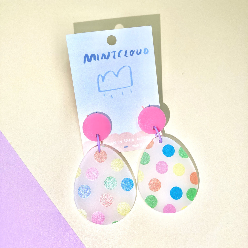 Mintcloud Earrings - Spotty Easter Eggs from have you met charlie a gift shop in Adelaide south Australian with unique handmade gifts