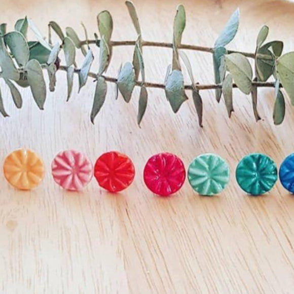 Tea 4 Two Art Earrings - Coloured Flower Studs Various from have you met charlie a gift shop with Australian unique handmade gifts in Adelaide South Australia