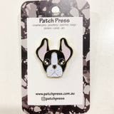 Patch Press Pins - Boston Terrier / Gold Metal, sold at Have You Met Charlie?, a unique gift store in Adelaide, South Australia.