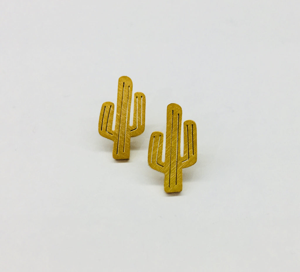 simple stainless steel cactus earrings from have you met charlie a unique gift shop in adelaide south australia