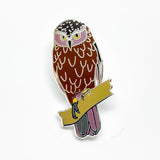 Red Parka owl enamel pin from have you met charlie a gift shop with Australian unique handmade gifts in Adelaie South Australia