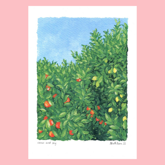 Lauren Kathleen - A4 Art Print - Citrus and Sky sold at Have You Met Charlie? a unique gift shop in Adelaide, South Australia