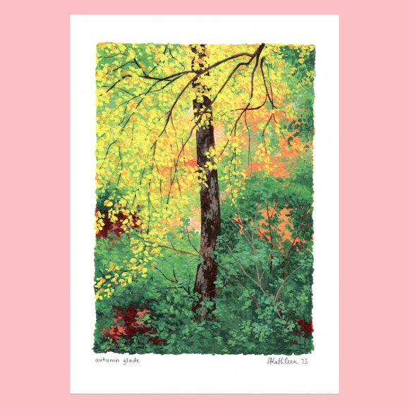 Lauren Kathleen - A4 Art Print - Autumn Glade sold at Have You Met Charlie? a unique gift shop in Adelaide, South Australia