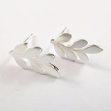 Silver simple stainless steel leaf earrings from have you met charlie a unique gift shop in adelaide south australia